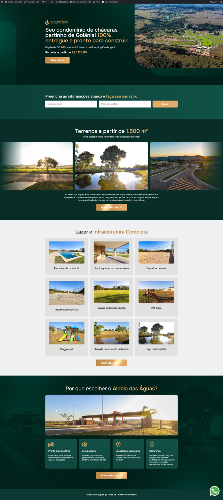 Landing Page - Aldeia das Águas