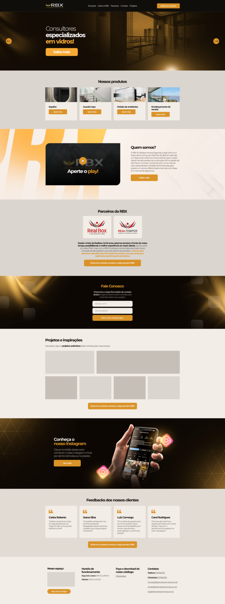 Landing Page - RBX Vidros